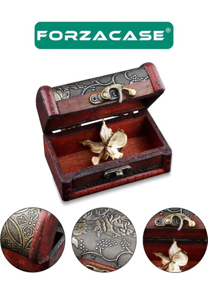 Tekno Trust Mücevher - Takı - Saklama Kutusu - 3’lü - Vintage - Nostalji - Ahşap Deri Sandık Kutusu - 3 Boy