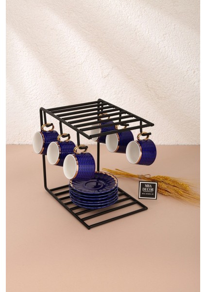 Siyah Kahve Fincanı Kupa Standı Paslanmaz Kaplama Mutfak Düzenleyici 6 Kişilik Organizer