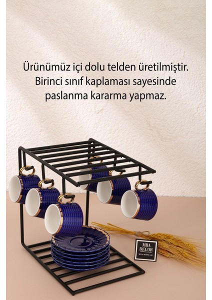 Siyah Kahve Fincanı Kupa Standı Paslanmaz Kaplama Mutfak Düzenleyici 6 Kişilik Organizer fiyatları