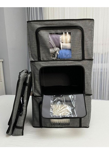 1 Adetçelik Çerçeveli Dolap Içi Düzenleyici 48X38X28 Raf Saklama Organizer Imperteks Keten Pencerel indirimleri