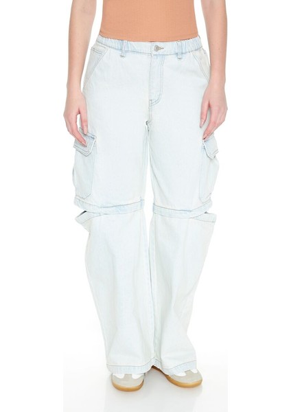 F21 Wide-Leg Cutout Kargo Jean Pantolon