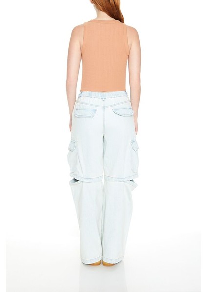F21 Wide-Leg Cutout Kargo Jean Pantolon