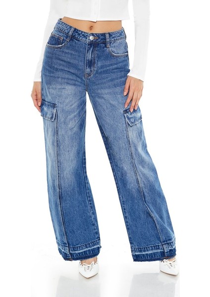 F21 Wide-Leg Kargo Jean Pantolon