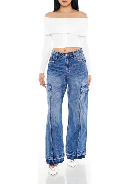 F21 Wide-Leg Kargo Jean Pantolon