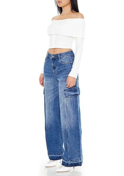F21 Wide-Leg Kargo Jean Pantolon