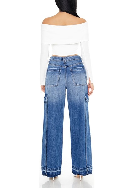 F21 Wide-Leg Kargo Jean Pantolon