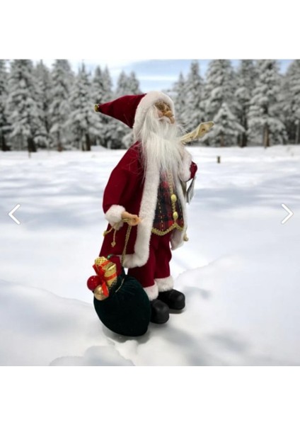 Yılbaşı Yeni Yıl Dekor Süs Kırmızı Noel Baba 45 cm Ekose Yelekli fiyatları
