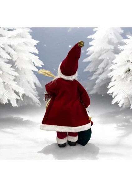 Yılbaşı Yeni Yıl Dekor Süs Kırmızı Noel Baba 45 cm Ekose Yelekli modelleri