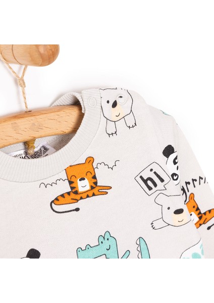 Basic Az Şardonlu Aslan Desenli Sweatshirt Erkek Bebek fiyatları