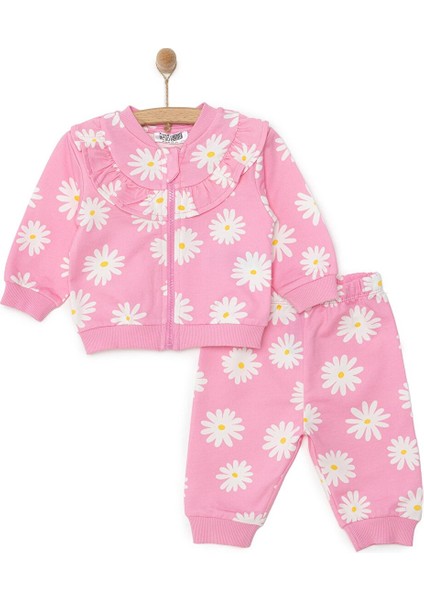 Basic Kız Fermuarlı Papatya Desenli Eşofman Takımı Kız Bebek