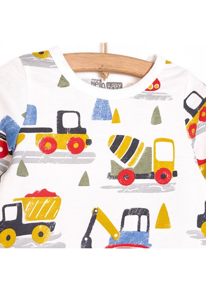 Uzun Kol Kepçe Desenli Bisiklet Yaka Pijama Takımı modelleri