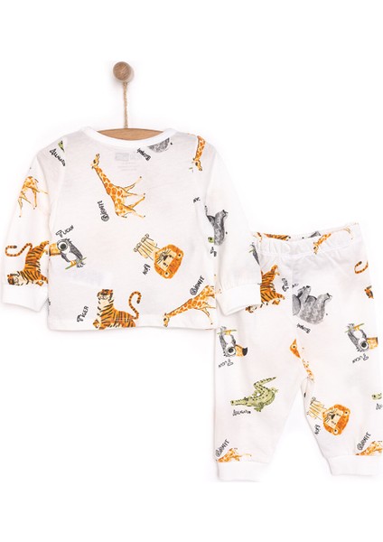 Uzun Kol Safari Desenli Bisiklet Yaka Pijama Takımı