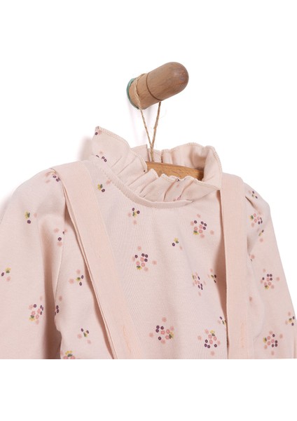 Yenidoğan Mini Flowers Kadife Jile-Sweatshirt-Külotlu Çorap Kız Bebek