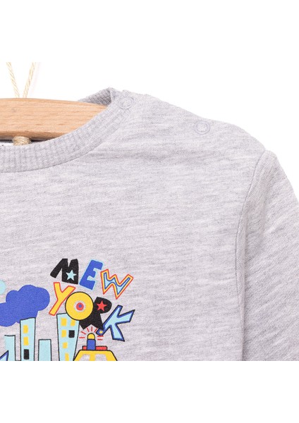 Basic Az Şardonlu Aslan Desenli Sweatshirt Erkek Bebek modelleri