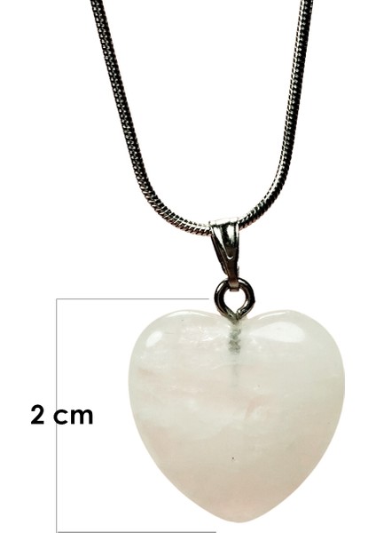 Pembe Kuvars Doğal Taşı Zincirli El Yapımı Kolye Uç: 2 cm Zincir: 20 cm Kutulu