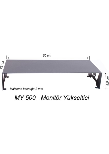 Metal Monitör Yükseltici - Siyah Renk - Ebat: 250*500*95 mm -Kalınlık 2 mm