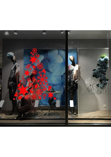 Tekno Trust Yılbaşı Ağacı Sticker Çıkartma Süsleme 92X115 cm - Kırmızı