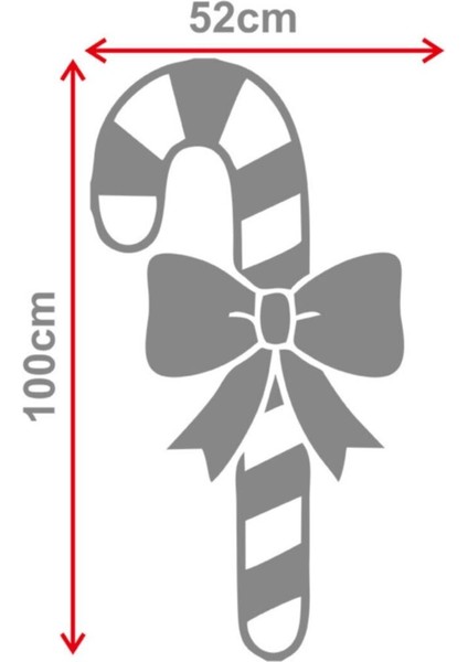 Tekno Trust Kırmızı Yılbaşı Süslemeleri Kurdela Süslemeli Değnek 52X100CM