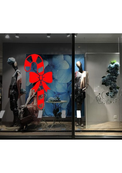Tekno Trust Kırmızı Yılbaşı Süslemeleri Kurdela Süslemeli Değnek 52X100CM