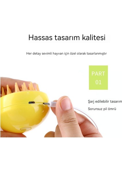Cat Buharlı Fırça Kedi Fırçası Evcil Hayvan Kedi Saç Fırçası Malzemeleri Şarj Edilebilir (Yurt Dışından)