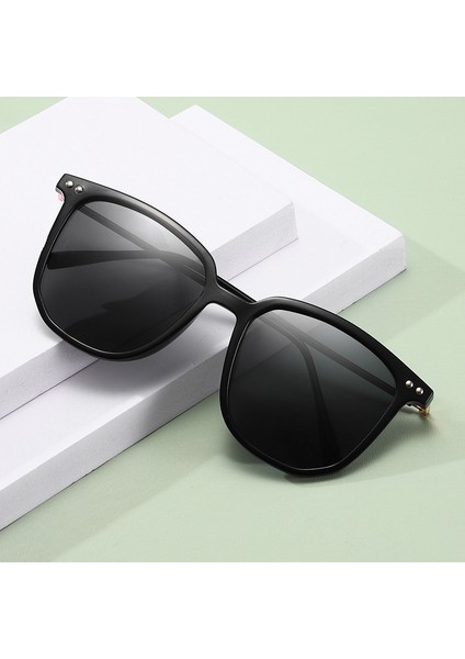 Katkani Retro Kare Moda Güneş Gözlükleri Erkekler ve Kadınlar Için Polarize Dekorasyon Ultra Hafif Optik Reçete Güneş Gözlüğü P268 (Yurt Dışından)