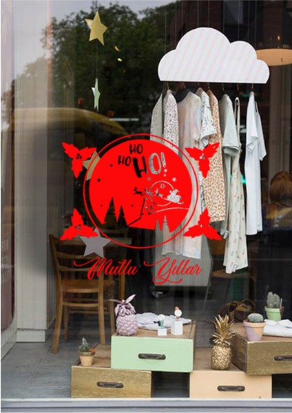 Tekno Trust Kırmızı Silindir Içinde Geyik ve Ho Ho Ho Mutlu Yıllar Yazısı Yılbaşı Süslemeleri modelleri