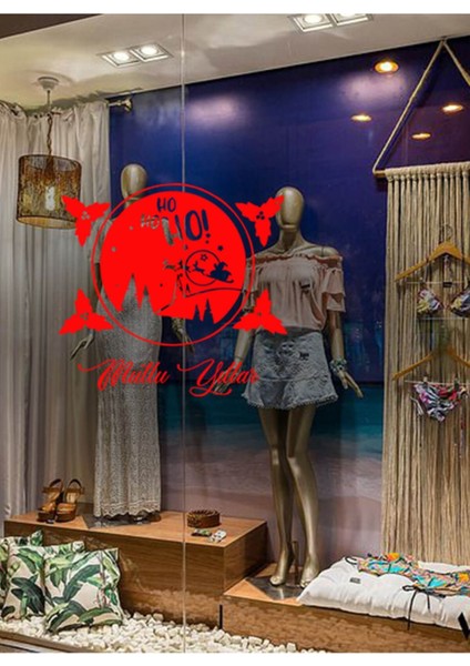 Tekno Trust Kırmızı Silindir Içinde Geyik ve Ho Ho Ho Mutlu Yıllar Yazısı Yılbaşı Süslemeleri fırsatları