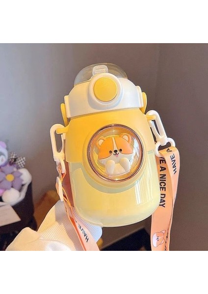 Sevimli Evcil Hayvan Termos Kız Yüksek Değerli 316 Paslanmaz Çelik Büyük Göbek Su Bardağı Samanlı Bardak ile Çocuklar (Yurt Dışından)