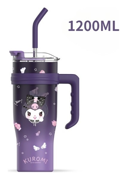 Kızlar Için Kuromi Thermos Cup, Büyük Kapasiteli Saman, Erkekler Için Buz Kupası, Soğuk ve Termos Çift Amaçlı Bardak (Yurt Dışından)