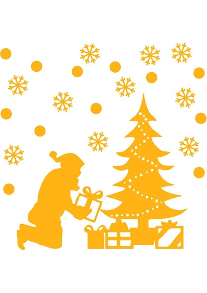 Tekno Trust Sarı Noel Baba Yılbaşı Süslemeleri Sticker
