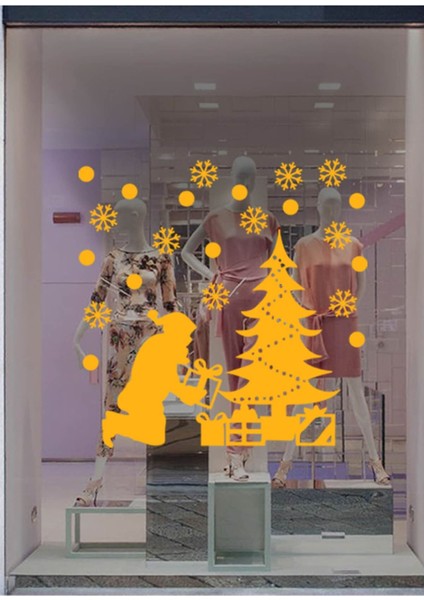 Tekno Trust Sarı Noel Baba Yılbaşı Süslemeleri Sticker