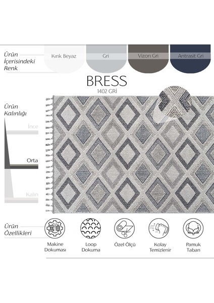 Bress 1402 Gri Halı Salon Halısı fiyatları