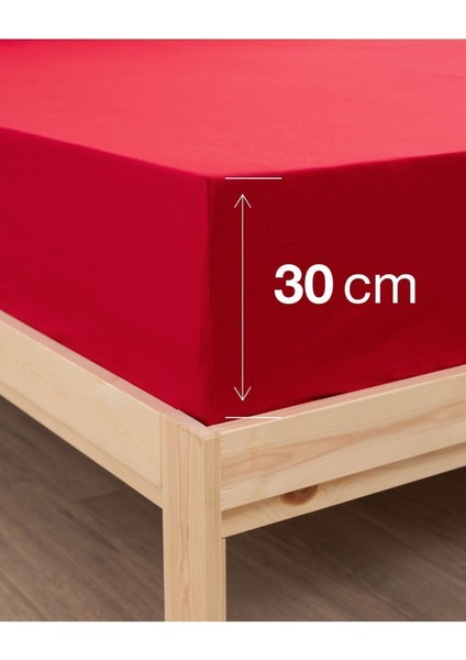 Ranforce-Pamuklu Çift Kişilik Lastikli Çarşaf Takımı 140x200-Kırmızı modelleri