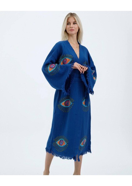 Göz Desen Ağaç Baskı Sabahlık, Kimono, Kaftan