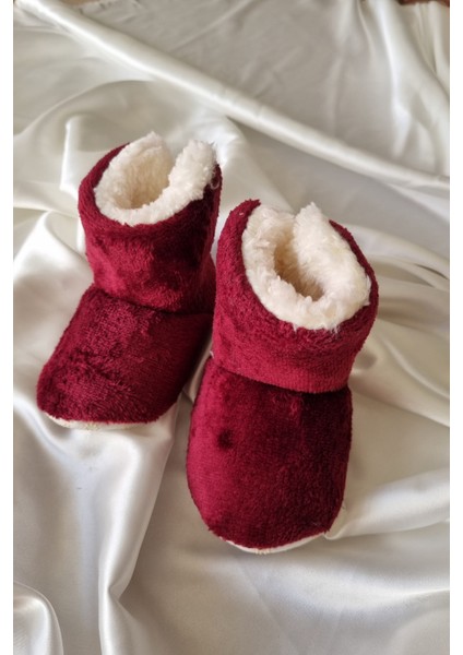 Peluş Bebek Tüylü Kaymaz Taban Patik 0-9 Ay Panduf