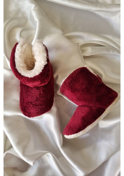 Peluş Bebek Tüylü Kaymaz Taban Patik 0-9 Ay Panduf