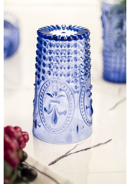 Akrilik Mavi Tekli Uzun Bardak & Su Meşrubat Bardağı 750 ml
