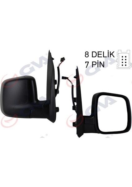 Diş Dikiz Aynasi Sağ Fiorino-Bipper-Nemo 07 Elektrikli Isitmali Sensörlü Konveks 7 Fiş VM-6115EHSR 13