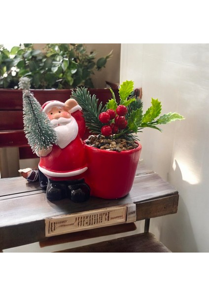 Seramik Noel Baba Mini Saksı ve Çam Ağacı Biblosu fiyatları