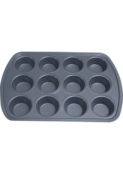 12 Delikli Yapışmaz Yuvarlak Cupcake Kalıp Tava Muffin Tepsisi Karbon Çelik Fırın Tepsisi Puding Bakeware Bisküvi Tavası Kolay Temizlenebilir (Yurt Dışından)
