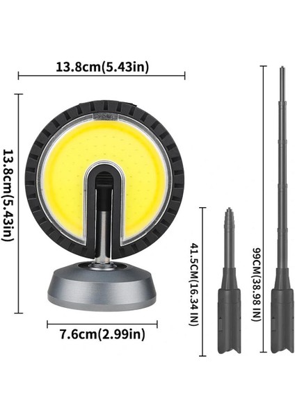 PM-24564 25 Watt USB - Type-C Girişli Cob Ledli Tek Yönlü 180 Derece Solar Çalışma Lambası