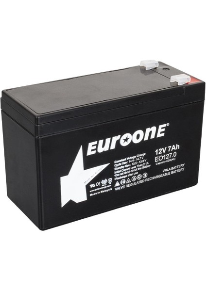 EUROONE EO127.0 12 VOLT - 7 AMPER AKÜ (150 X 65 X 90 MM)