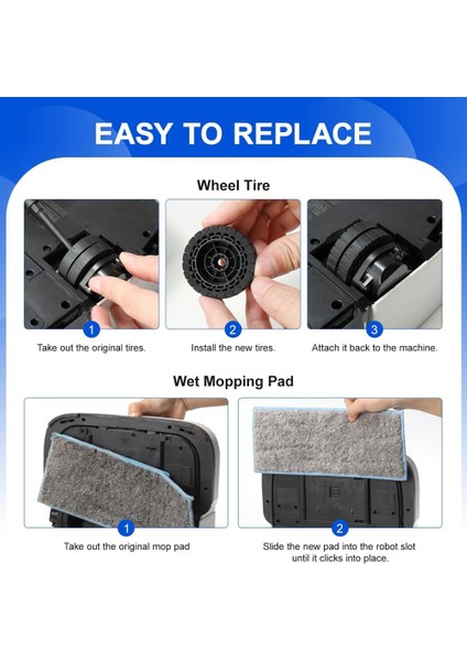 Islak Paspas Pedleri ve M6 (6110) (6012) Robot Mop ile Uyumlu (Yurt Dışından) modelleri