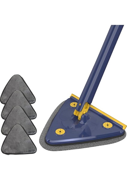 360° Dönebilen Ayarlanabilir Temizlik Mopu - Otomatik Su Sıkma Fonksiyonlu Geliştirilmiş Üçgen Temizlik Mopu Mop Mavi (Yurt Dışından) fiyatları