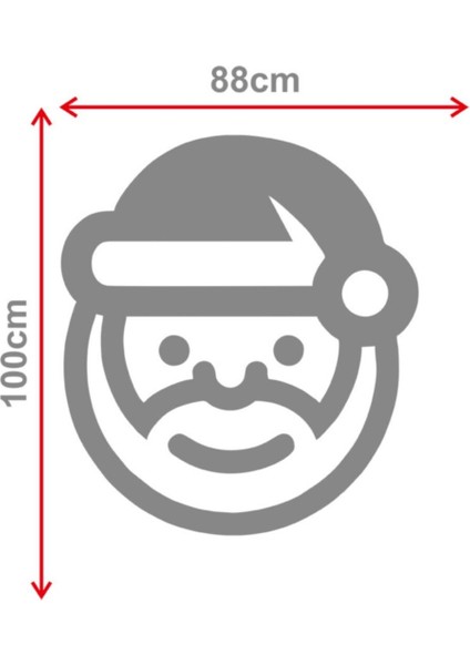 Tekno Trust Kırmızı Yılbaşı Süslemeleri Sevimli Noel Baba Emojisi Vitrin Çıkartması 88X100CM -