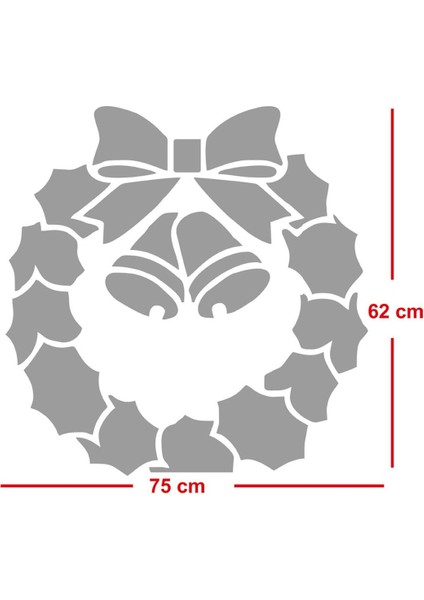 Tekno Trust Kırmızı Silindir Görünümlü Zil ve Taç Yaprak Süslemeleri Kapı Cam Vitrin Yılbaşı Süslemeleri fiyatları