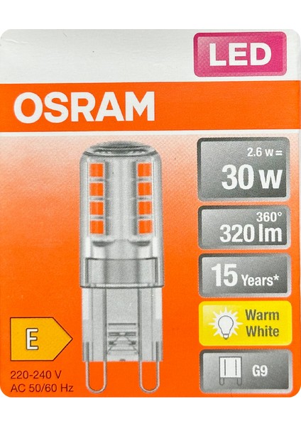 2,6W (30W) 2700K (Sarı Işık) G9 Duylu LED Kapsül Ampul (4 Adet)
