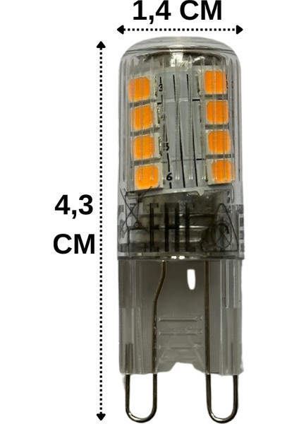 2,6W (30W) 2700K (Sarı Işık) G9 Duylu LED Kapsül Ampul (4 Adet)