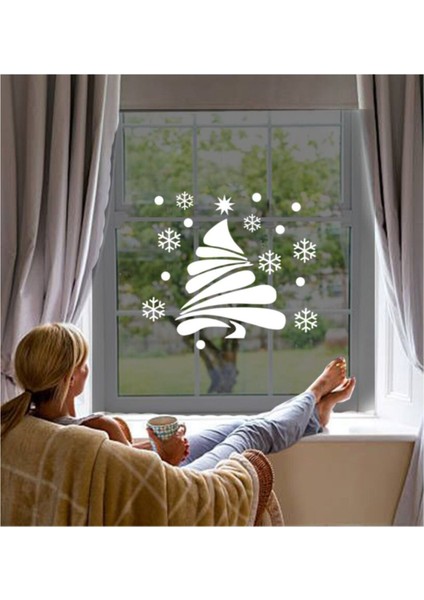 Tekno Trust Beyaz Yıldızlı Yılbaşı Ağacı Sticker Çıkartma Süslemesi 88X100CM fırsatları