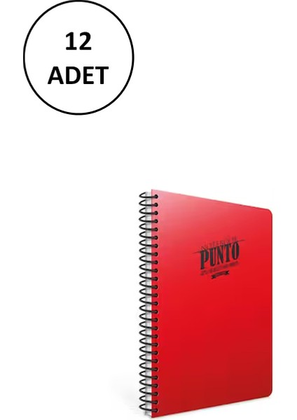 Punto A5 Spiralli Pp Kapak Defter 60 Yaprak Çizgili (12 Li Paket)